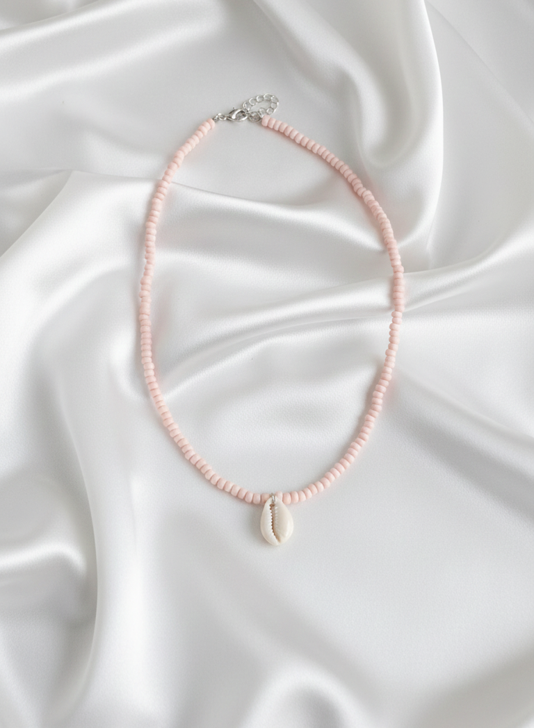 Pink beads shell necklace