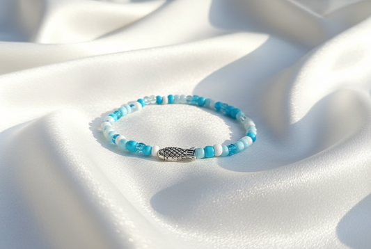 Blue ocean bead anklet
